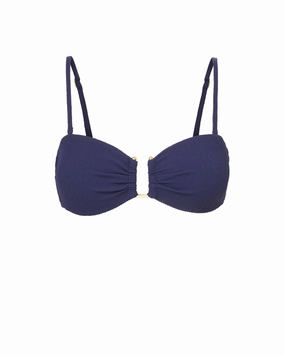 Gina Top In Navy Texture strapless swimwear tops, lightweight swim tops