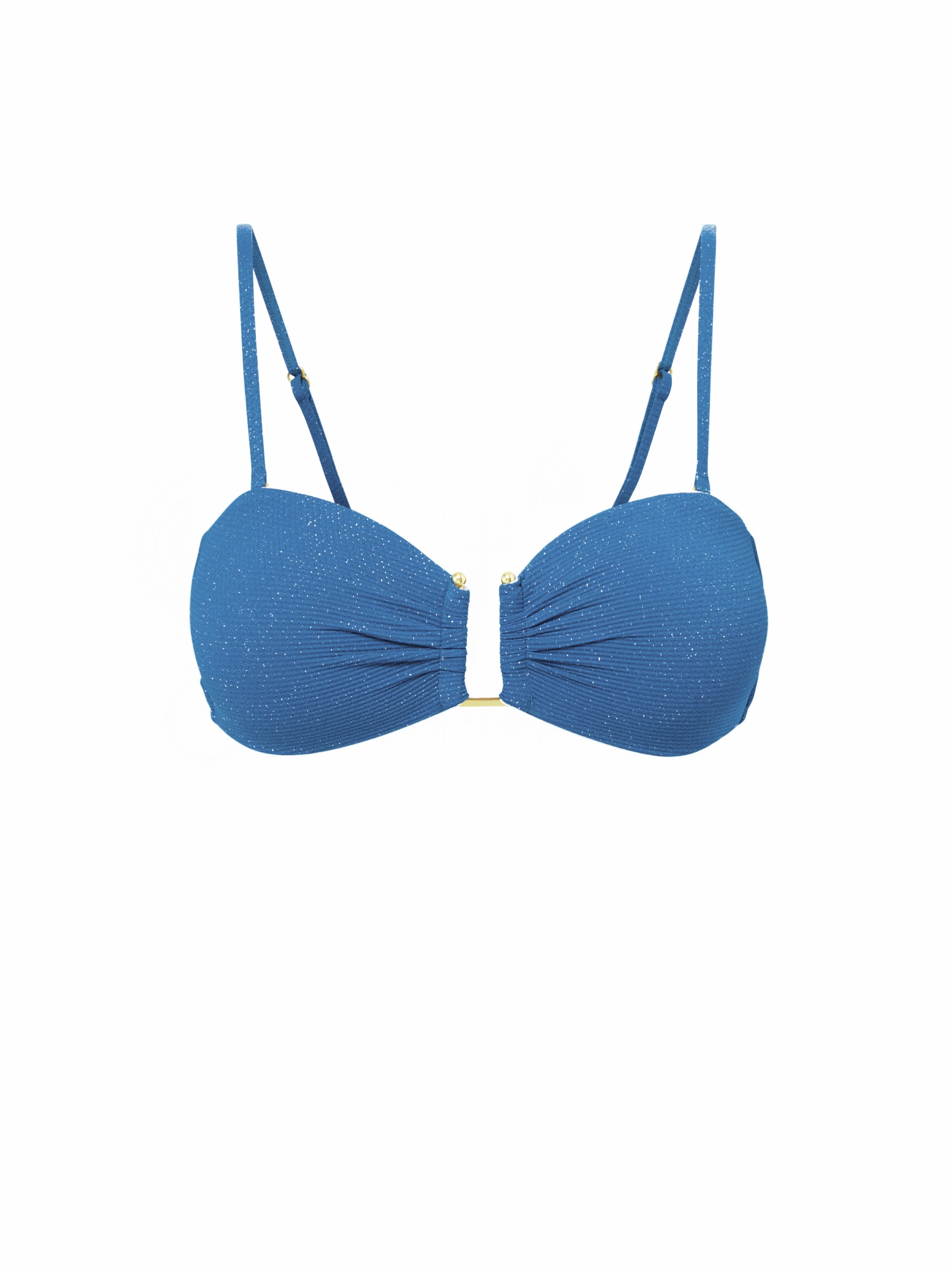 Gina Top In Steel Blue Metallic Pique strapless swimwear tops, lightweight swim tops