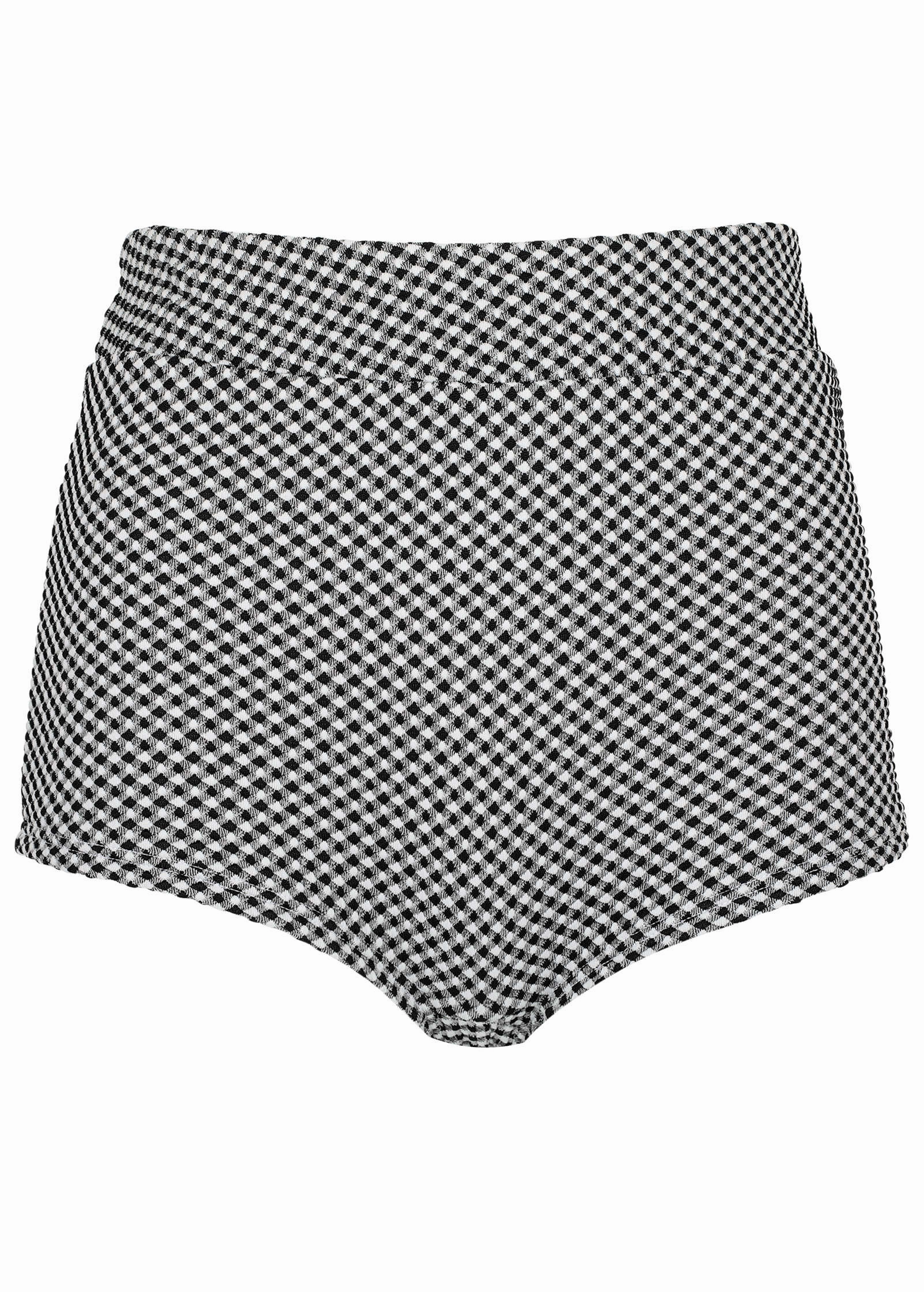 Gingham Retro Swim Short - Black & White