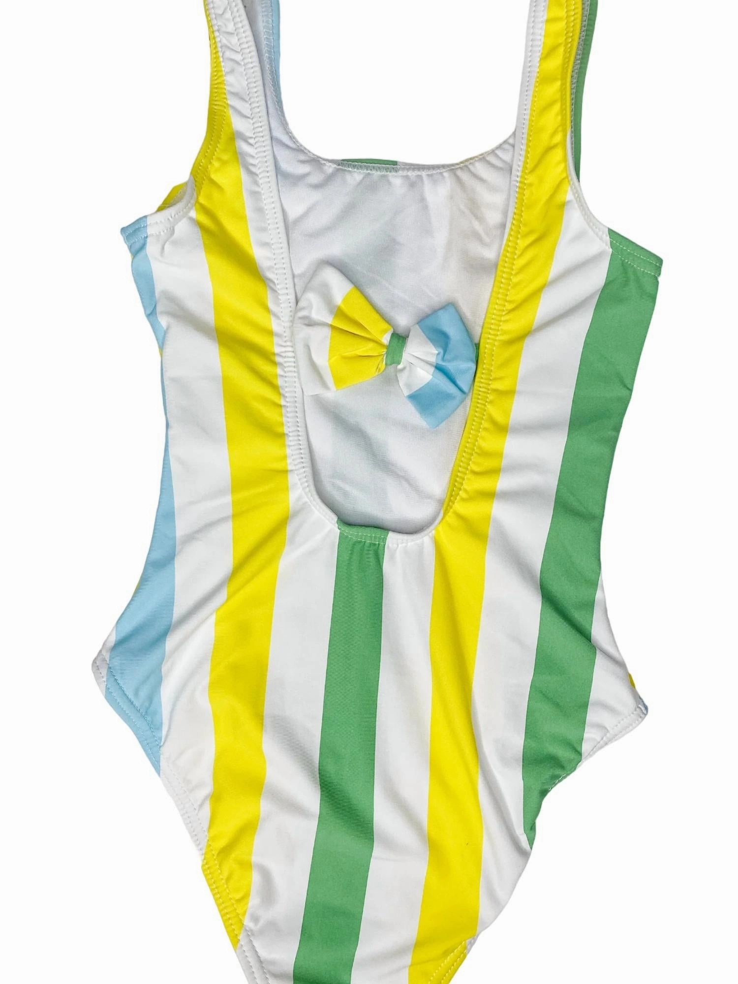 Girl's Beach Ready One Piece Swimsuit In Green Stripe