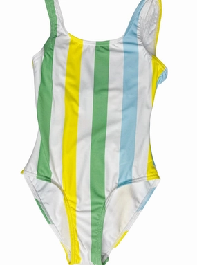 Girl's Beach Ready One Piece Swimsuit In Green Stripe stylish teen girl swimsuits, teen girls swimwear sets