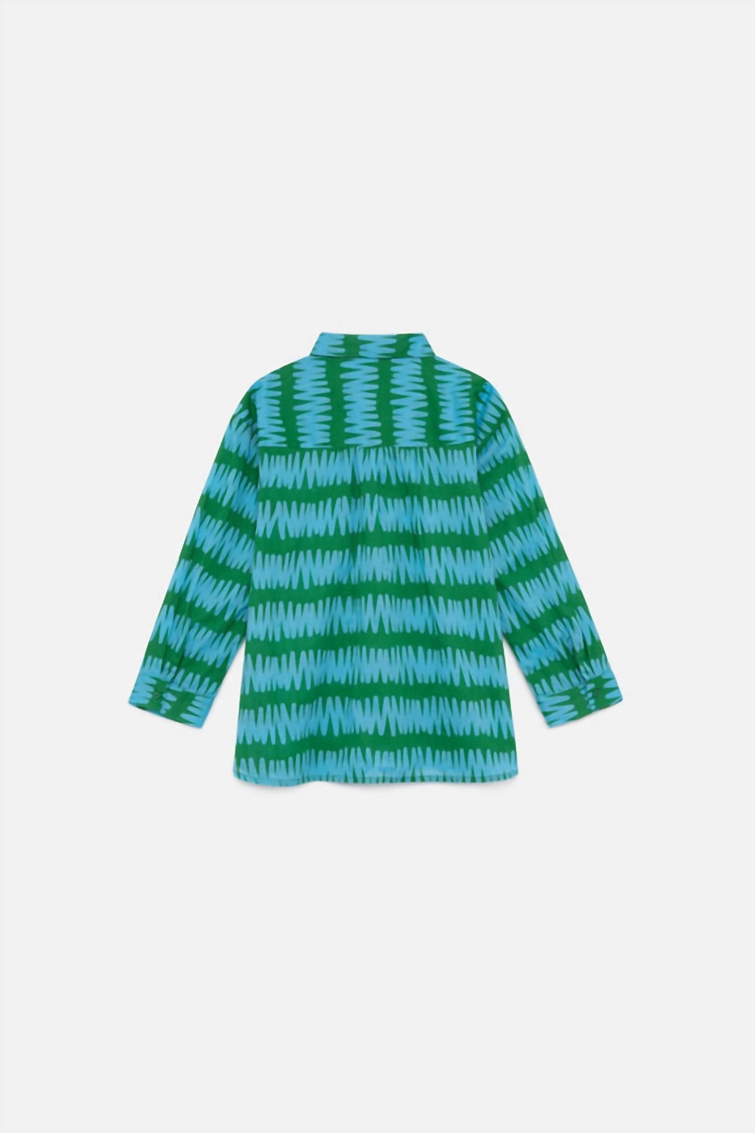 Girl's Beach Vibes Swim Cover Shirt In Blue/green