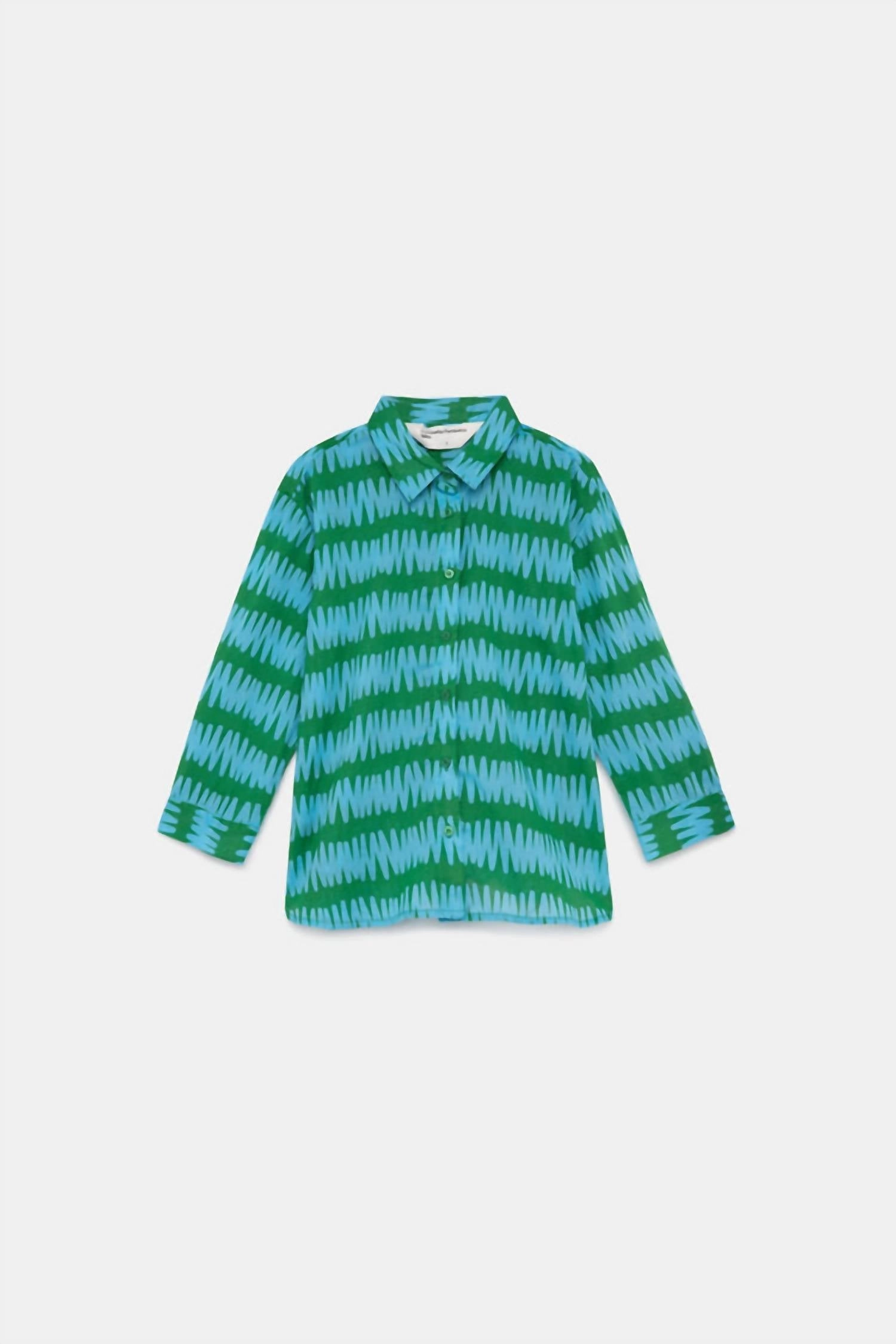 Girl's Beach Vibes Swim Cover Shirt In Blue/green