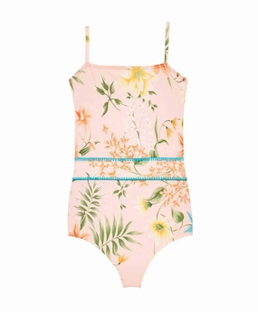 Girl's Botanica Avery One Piece In Beige stylish teen girl swimsuits, teen girls swimwear sets