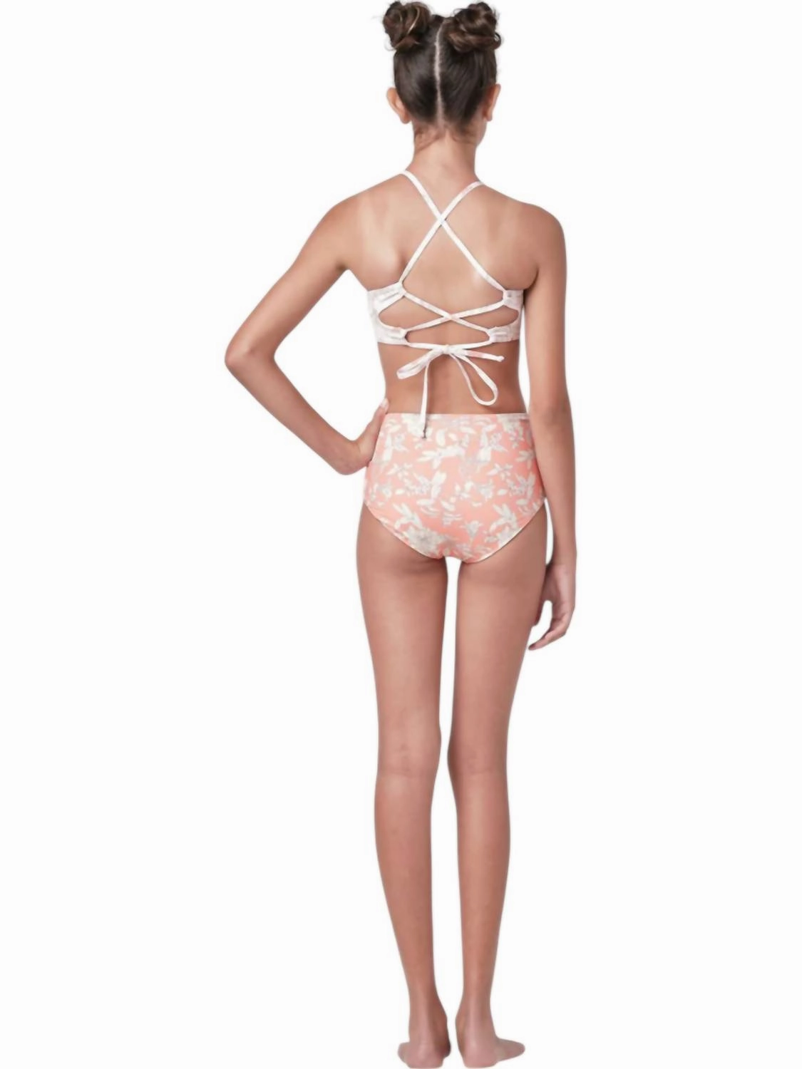 Girl's Highs And Lows Garden Bikini In Coral