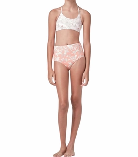 Girl's Highs And Lows Garden Bikini In Coral stylish teen girl swimsuits, teen girls swimwear sets