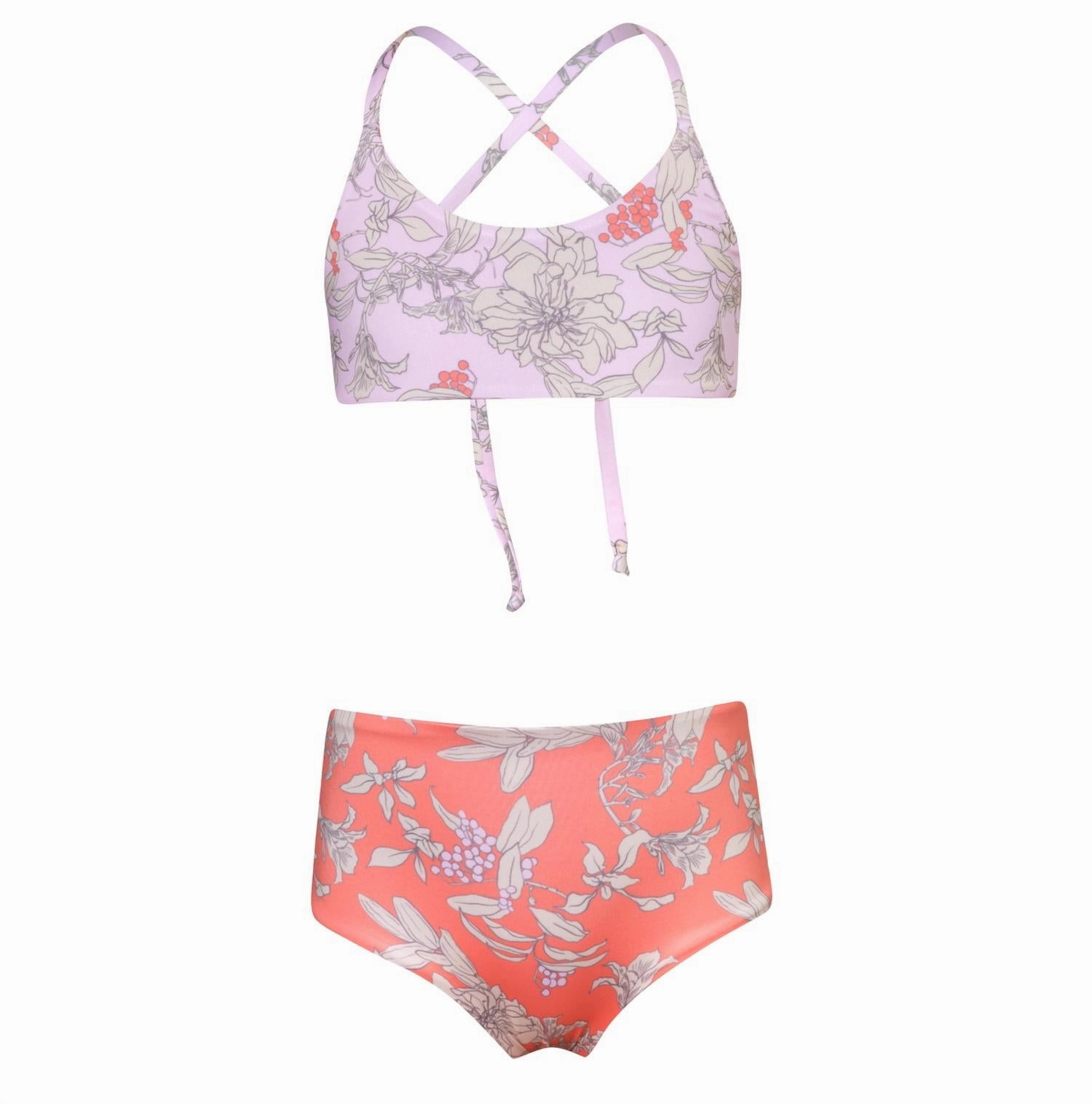 Girl's Highs And Lows Garden Bikini In Coral
