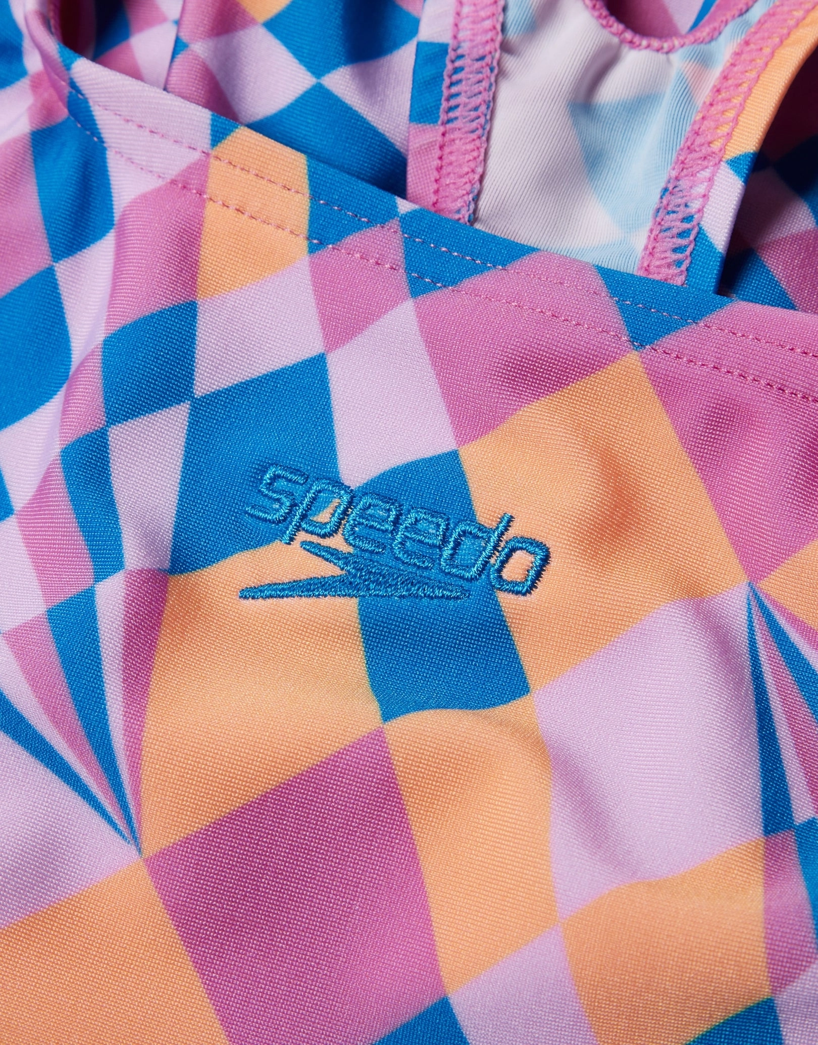 Girls Allover Medalist Swimsuit - Pink/Blue