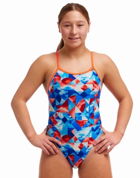 Girls Big Swell Single Strap Swimsuit - Blue funkita womens swimsuits, funkita colorful swimwear
