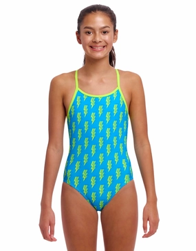 Girls Bolted Diamond Back Swimsuit - Blue funkita womens swimsuits, funkita colorful swimwear