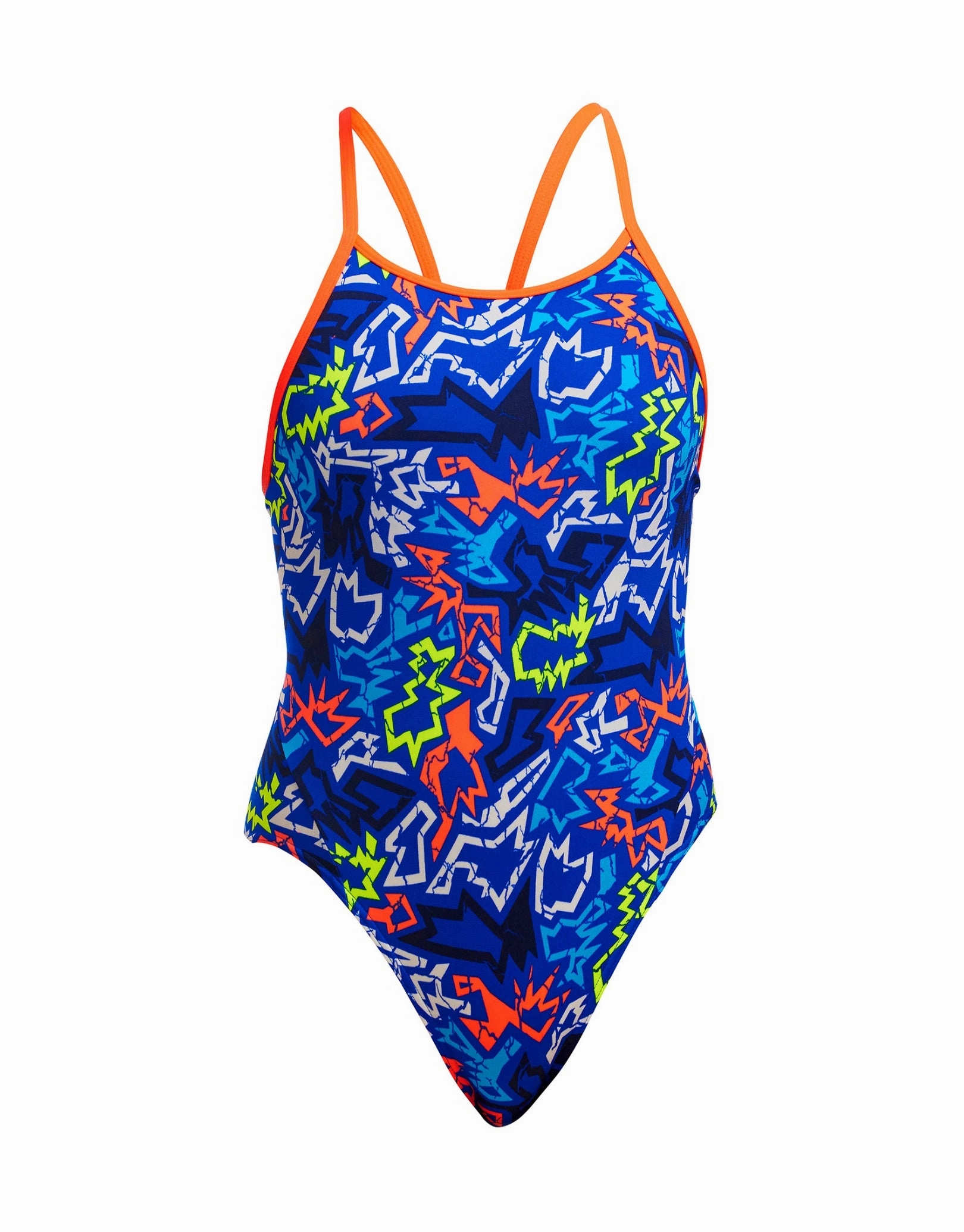 Girls Broken Hearts Diamond Back Swimsuit - Blue/Multi