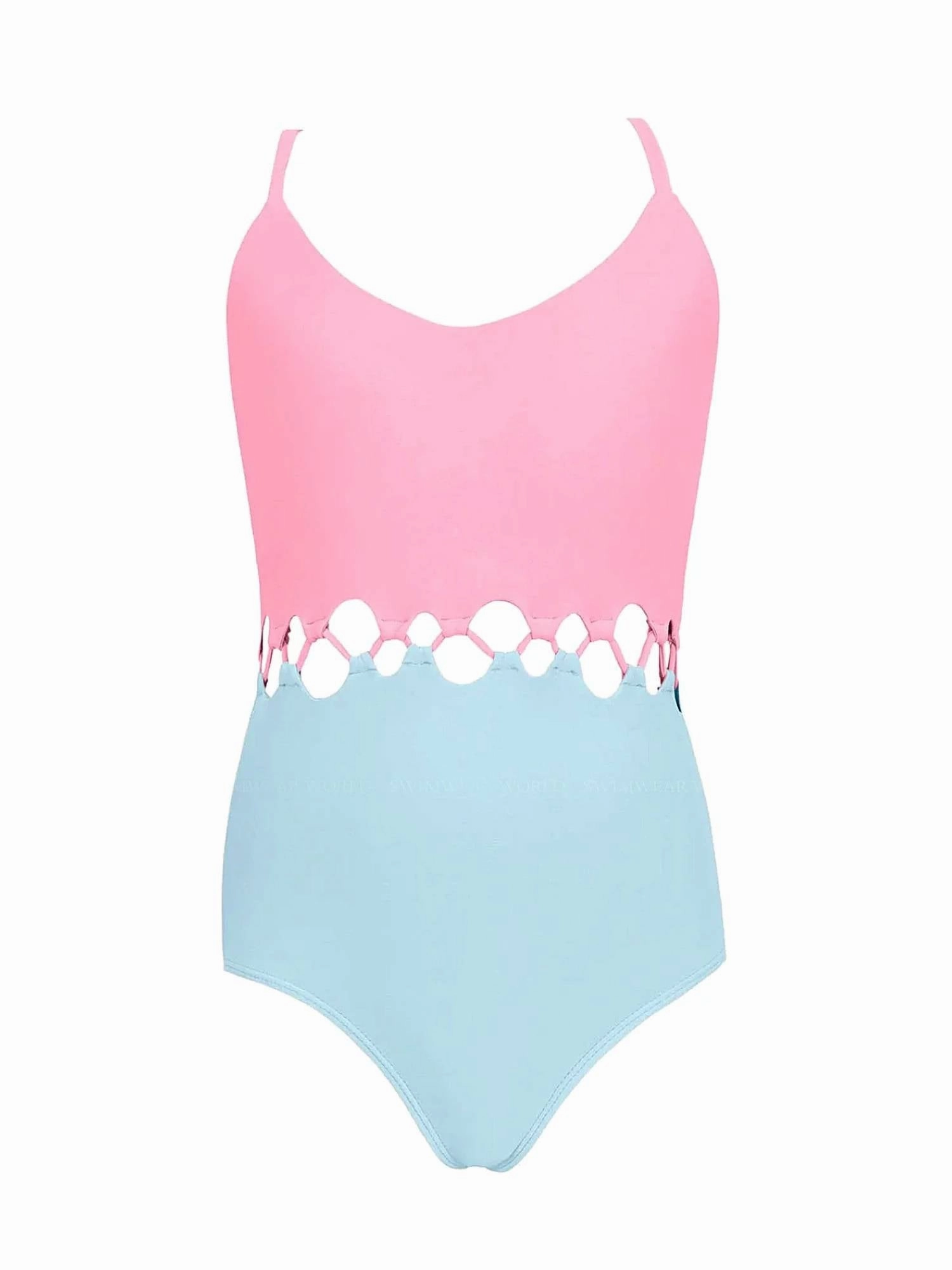 Girls Cammy Loop One Piece Swimsuit In Brght Pink stylish teen girl swimsuits, teen girls swimwear sets