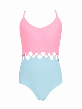 Girls Cammy Loop One Piece Swimsuit In Brght Pink stylish teen girl swimsuits, teen girls swimwear sets