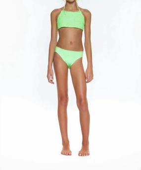 Girls Crochet Bikini In Neon Green stylish teen girl swimsuits, teen girls swimwear sets