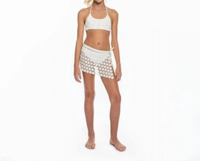 Girls Daisy Cover-Up Skirt In White stylish teen girl swimsuits, teen girls swimwear sets