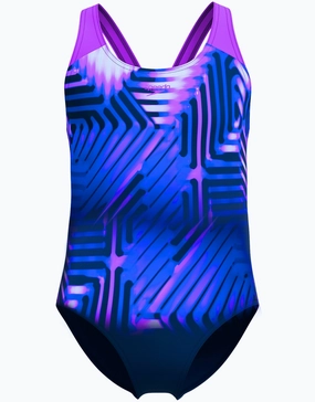Girls Digital Placement Splashback Swimsuit - Navy/Pink speedo mens swimwear, speedo training swimsuits