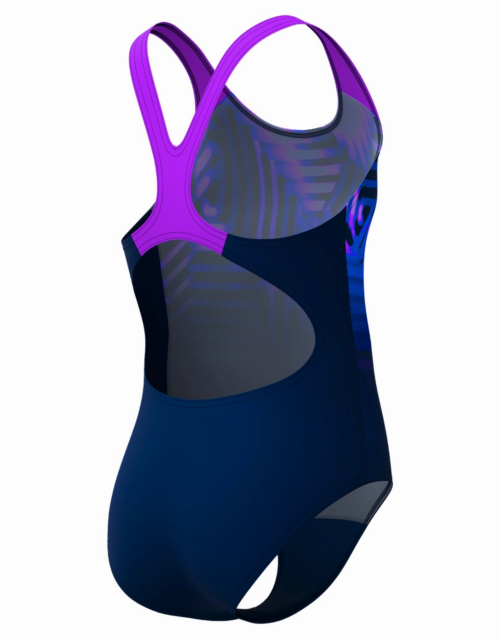 Girls Digital Placement Splashback Swimsuit - Navy/Pink