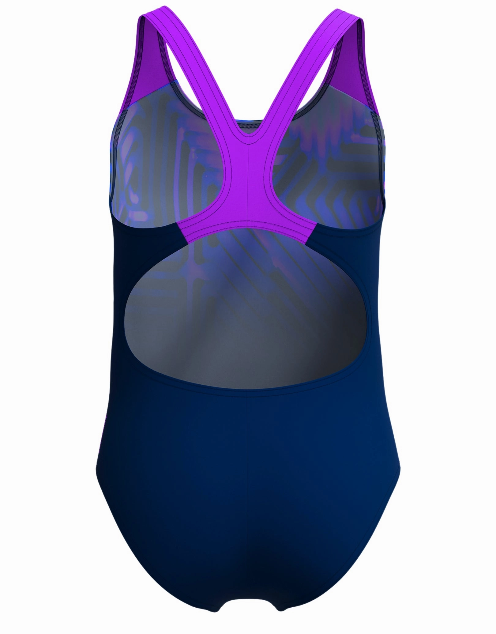 Girls Digital Placement Splashback Swimsuit - Navy/Pink