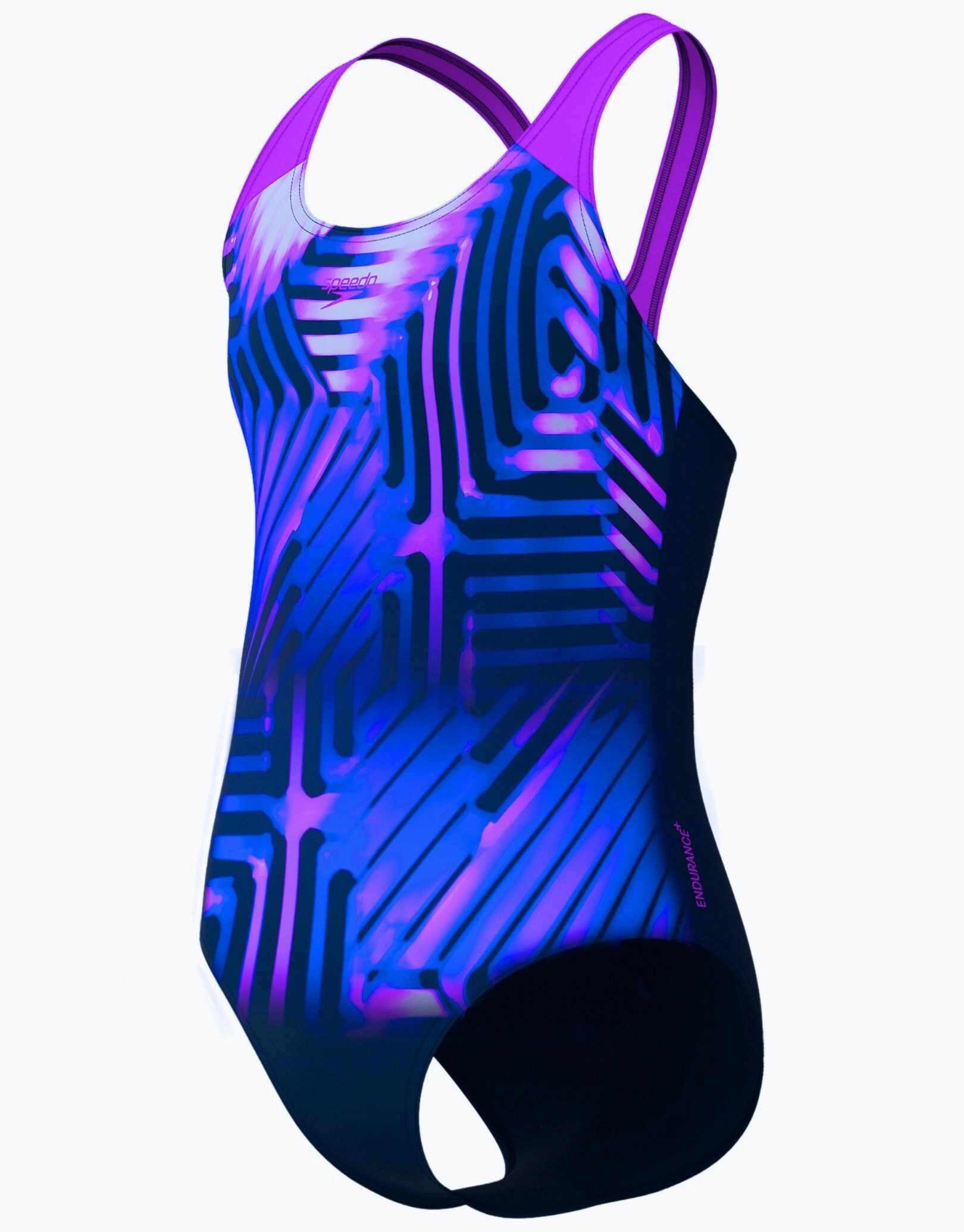 Girls Digital Placement Splashback Swimsuit - Navy/Pink