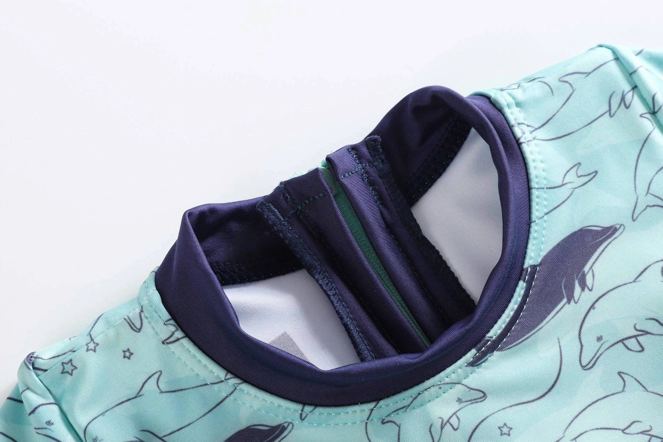 Girls Dolphin Long Sleeve Ruffle Swimsuit In Blue