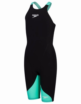 Girls Fastskin Junior LZR Ignite Kneeskin - Black/Green speedo mens swimwear, speedo training swimsuits