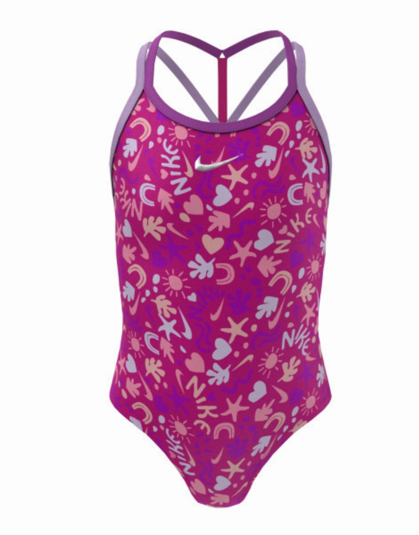 Girls Fun Forest T-Crossback Swimsuit - Pink Prime nike swimwear collection, nike swimsuits for training