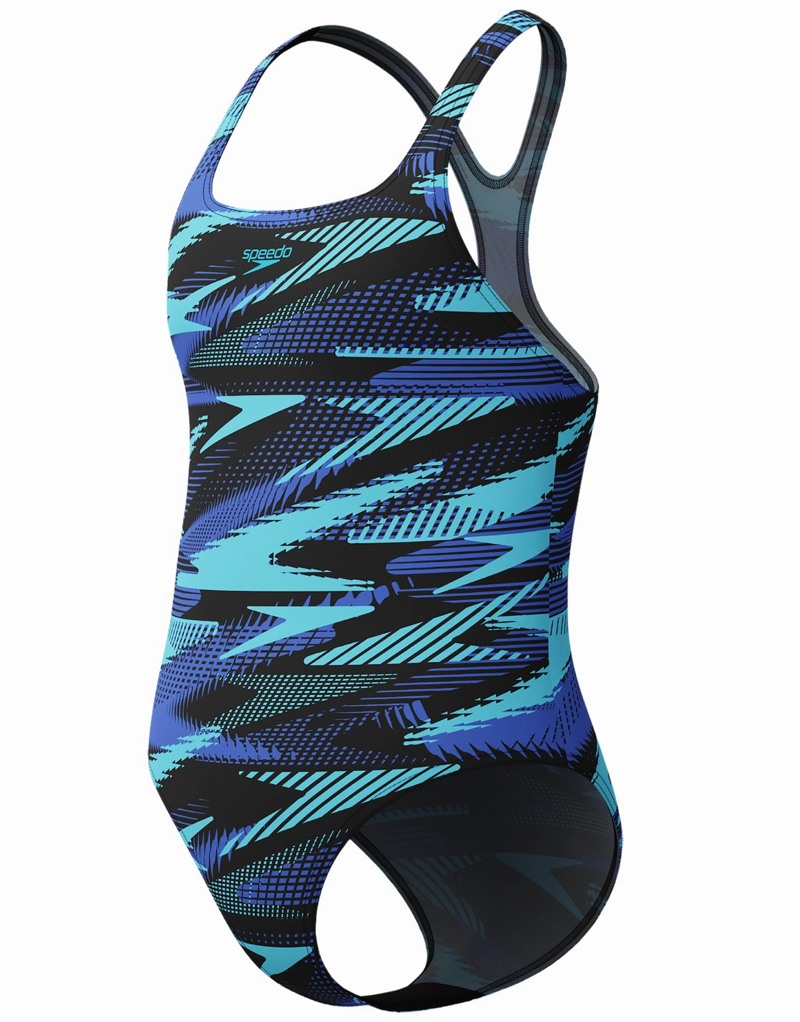 Girls HyberBoom Allover Printed Medalist Swimsuit - Black/Blue