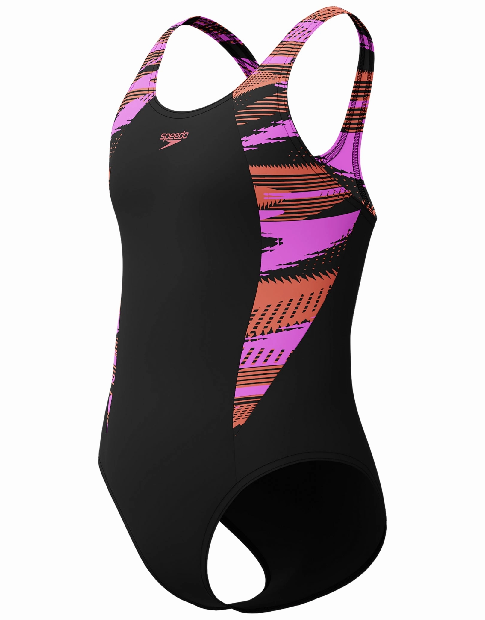 Girls HyberBoom Splice Muscleback Swimsuit - Black/Pink