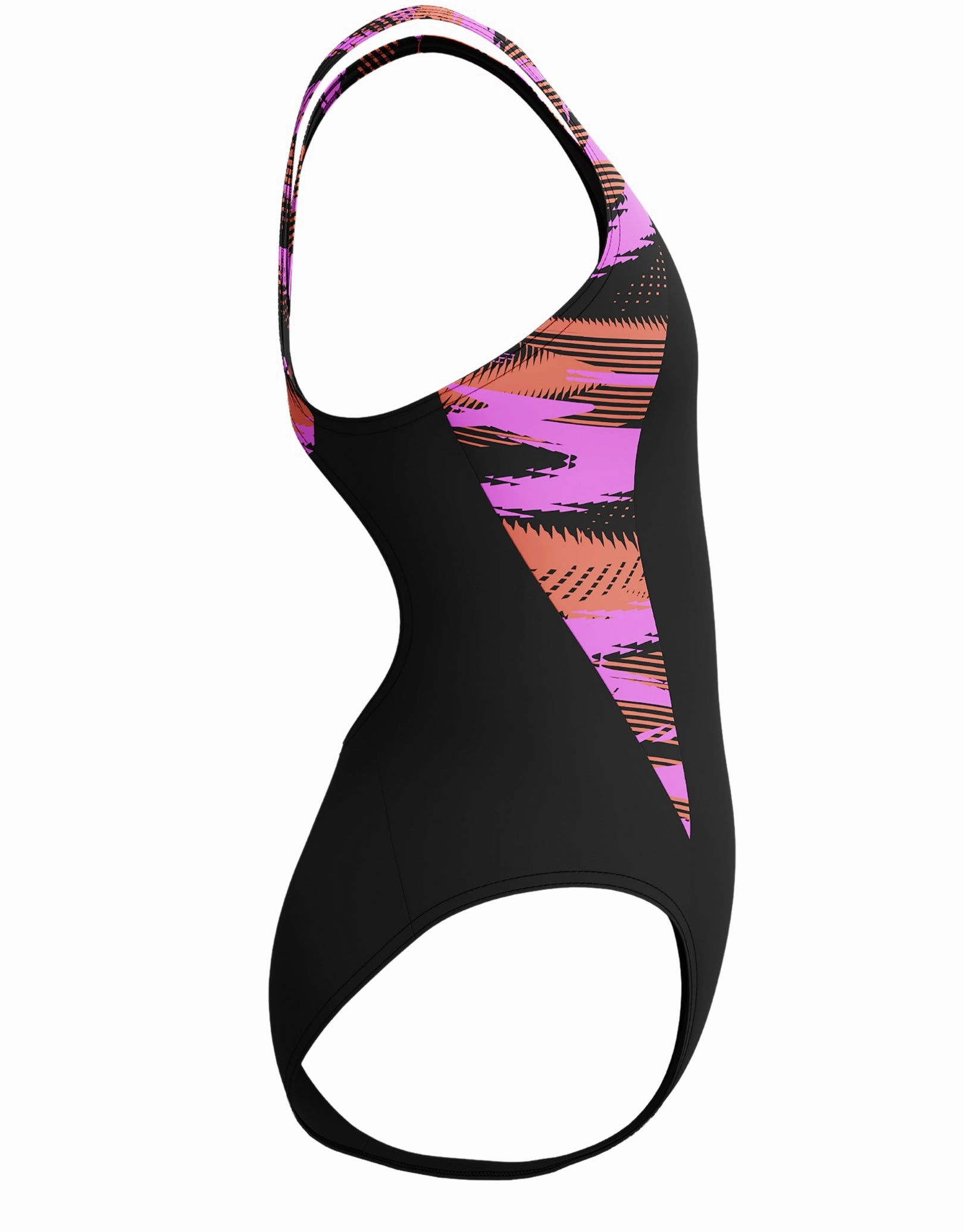 Girls HyberBoom Splice Muscleback Swimsuit - Black/Pink