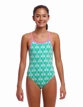 Girls Loose Goose Single Strap Swimsuit - Green funkita womens swimsuits, funkita colorful swimwear