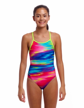 Girls Lost Ocean Diamond Back Swimsuit - Multi funkita womens swimsuits, funkita colorful swimwear