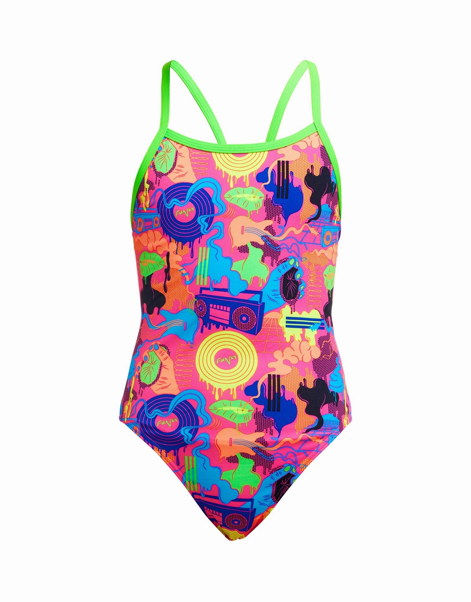 Girls Lotsa Pop Single Strap Swimsuit - Pink/Multi