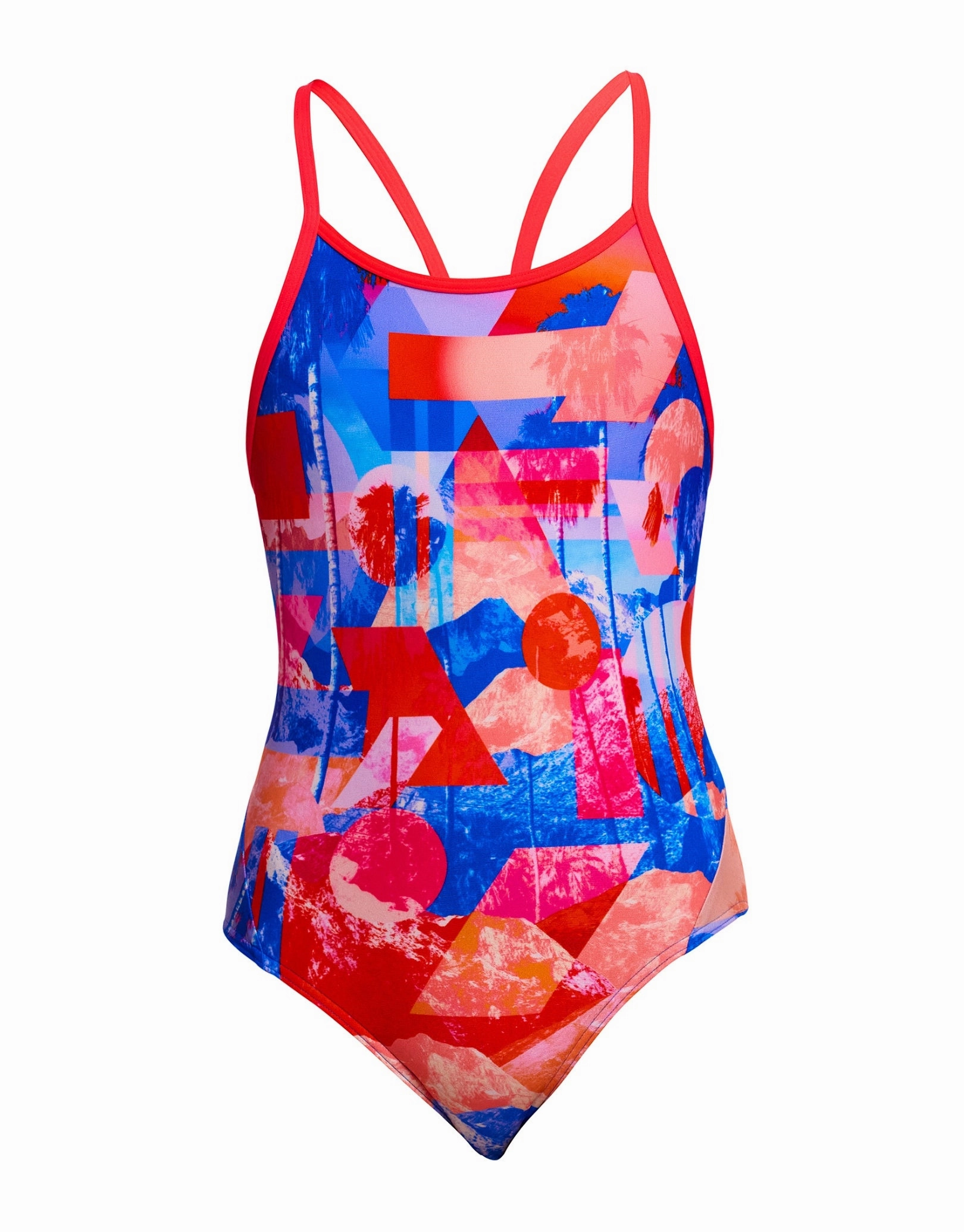 Girls Miss Adventure Diamond Back Swimsuit - Blue/Red