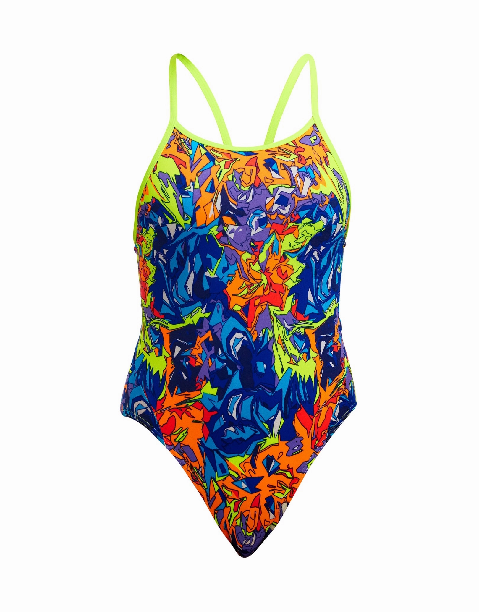 Girls Mixed Mess Diamond Back Swimsuit - Blue/Yellow