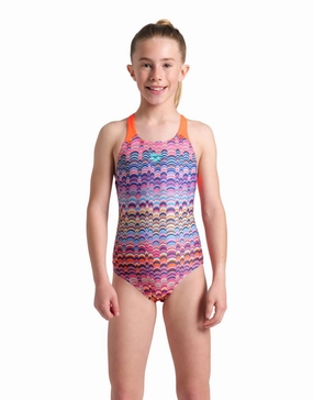 Girls Ondulation Pro Back Swimsuit - Violet/Coral arena swimwear for men, arena competitive swimsuits