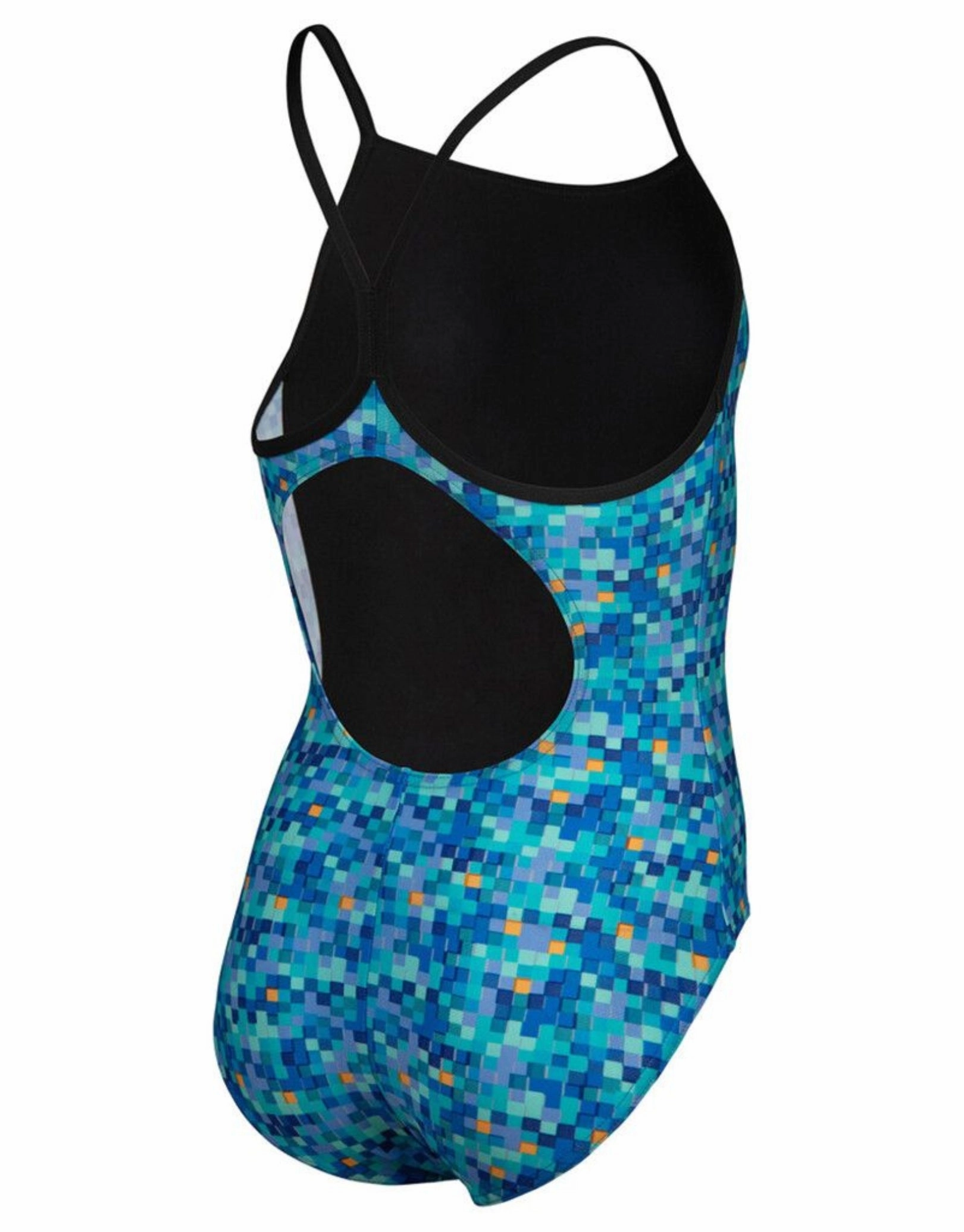 Girls Pooltiles Lightdrop Swimsuit - Black/Blue Multi