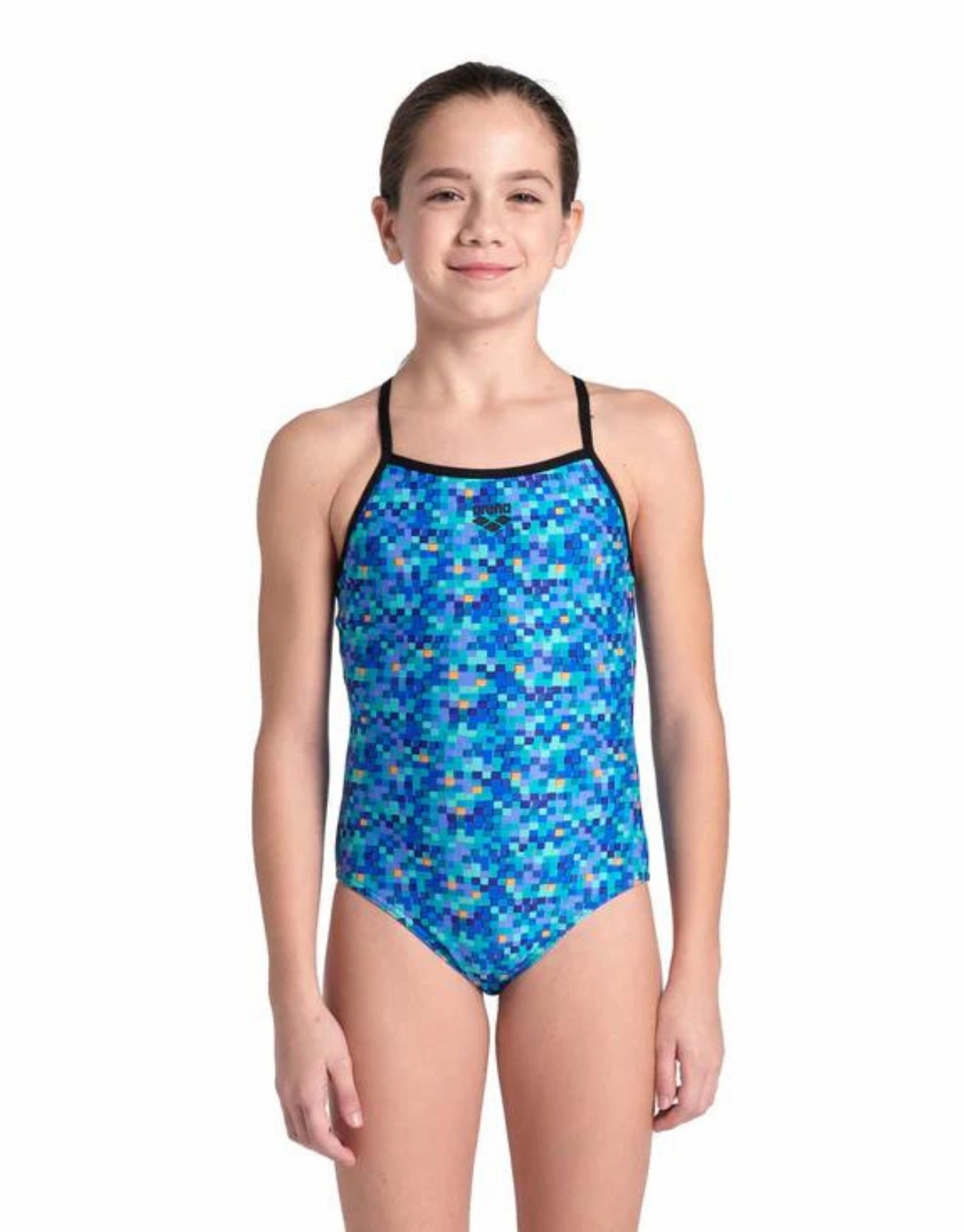 Girls Pooltiles Lightdrop Swimsuit - Black/Blue Multi arena swimwear for men, arena competitive swimsuits