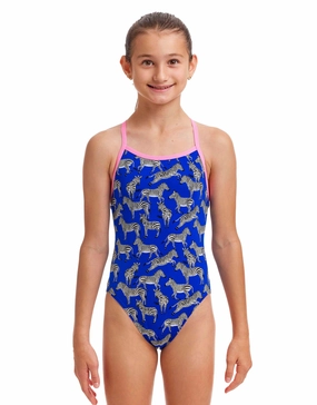 Girls Prance Party Single Strap Swimsuit - Blue funkita womens swimsuits, funkita colorful swimwear
