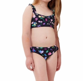 Girls Ruffle Bralette Bikini Top With Matching Bikini Bottom In Gtk Daisies cute swimsuits for teen girls, modest teen swimwear