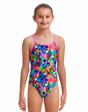 Girls Sharp Edges Diamond Back Swimsuit - Multi funkita womens swimsuits, funkita colorful swimwear