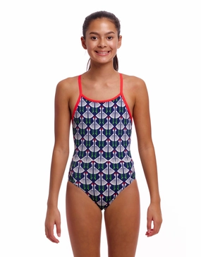 Girls Sitting Duck Diamond Back Swimsuit - Navy/White funkita womens swimsuits, funkita colorful swimwear