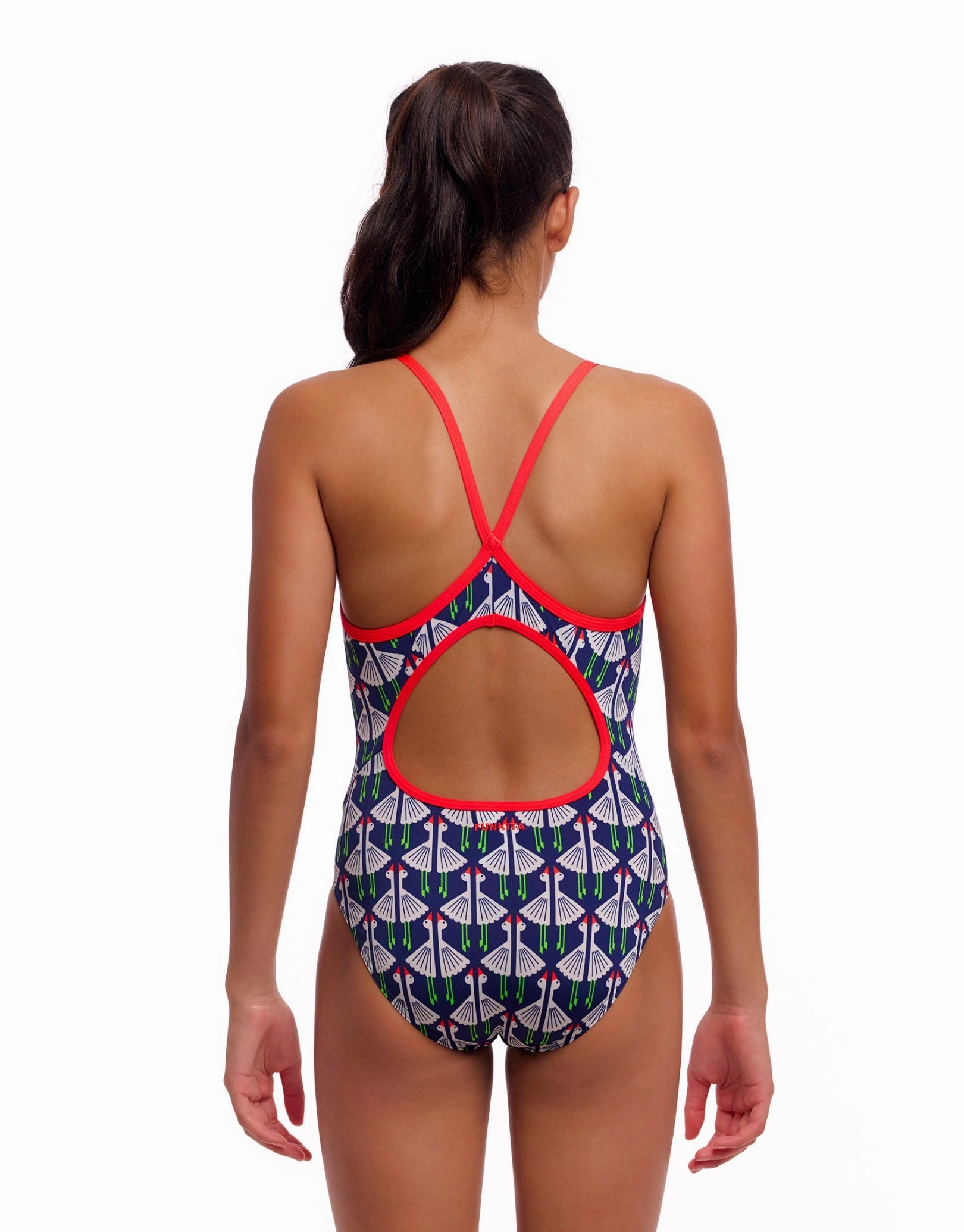 Girls Sitting Duck Diamond Back Swimsuit - Navy/White
