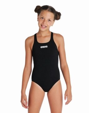 Girls Team Swim Pro Solid Swimsuit - Black/White arena swimwear for men, arena competitive swimsuits