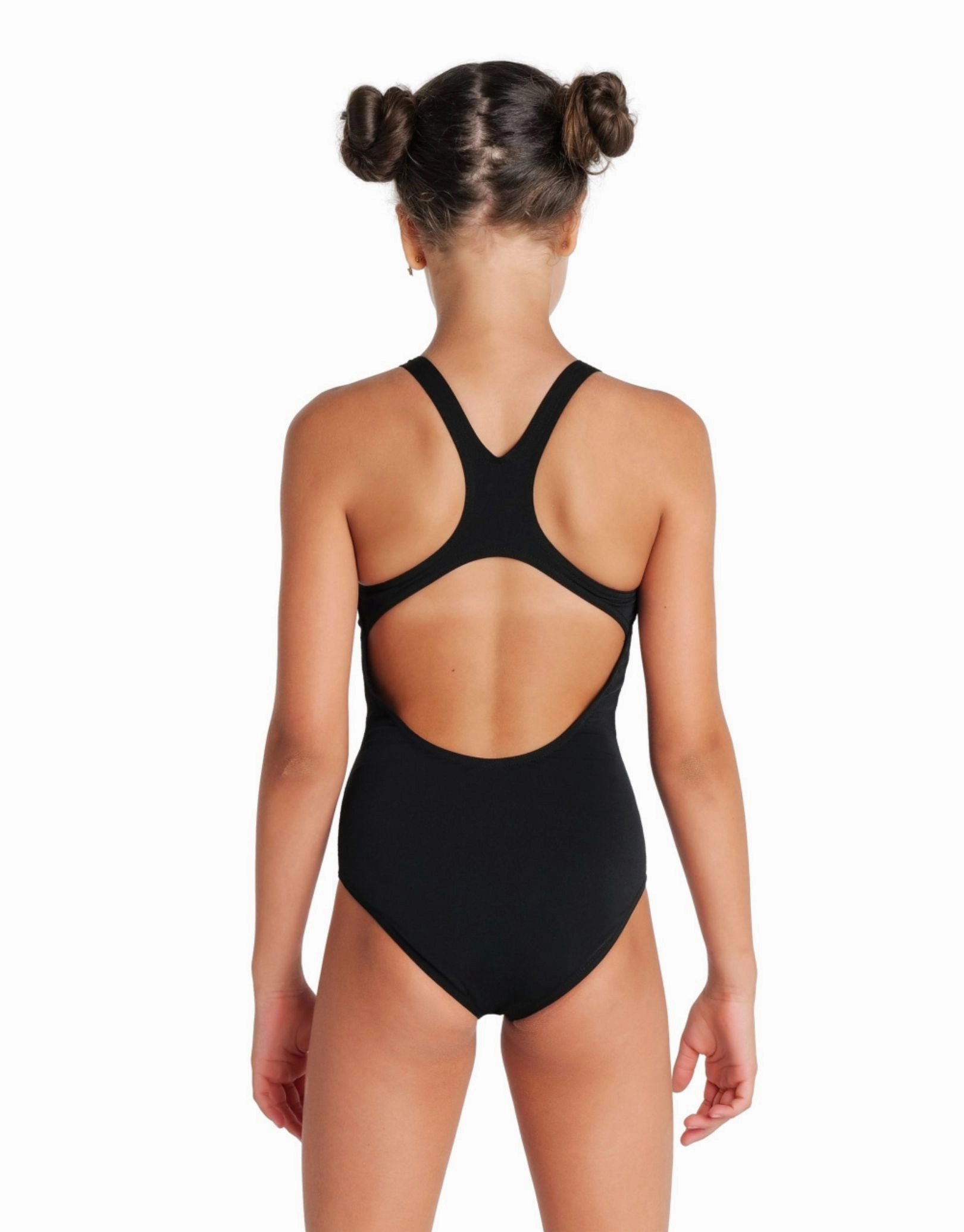 Girls Team Swim Pro Solid Swimsuit - Black/White