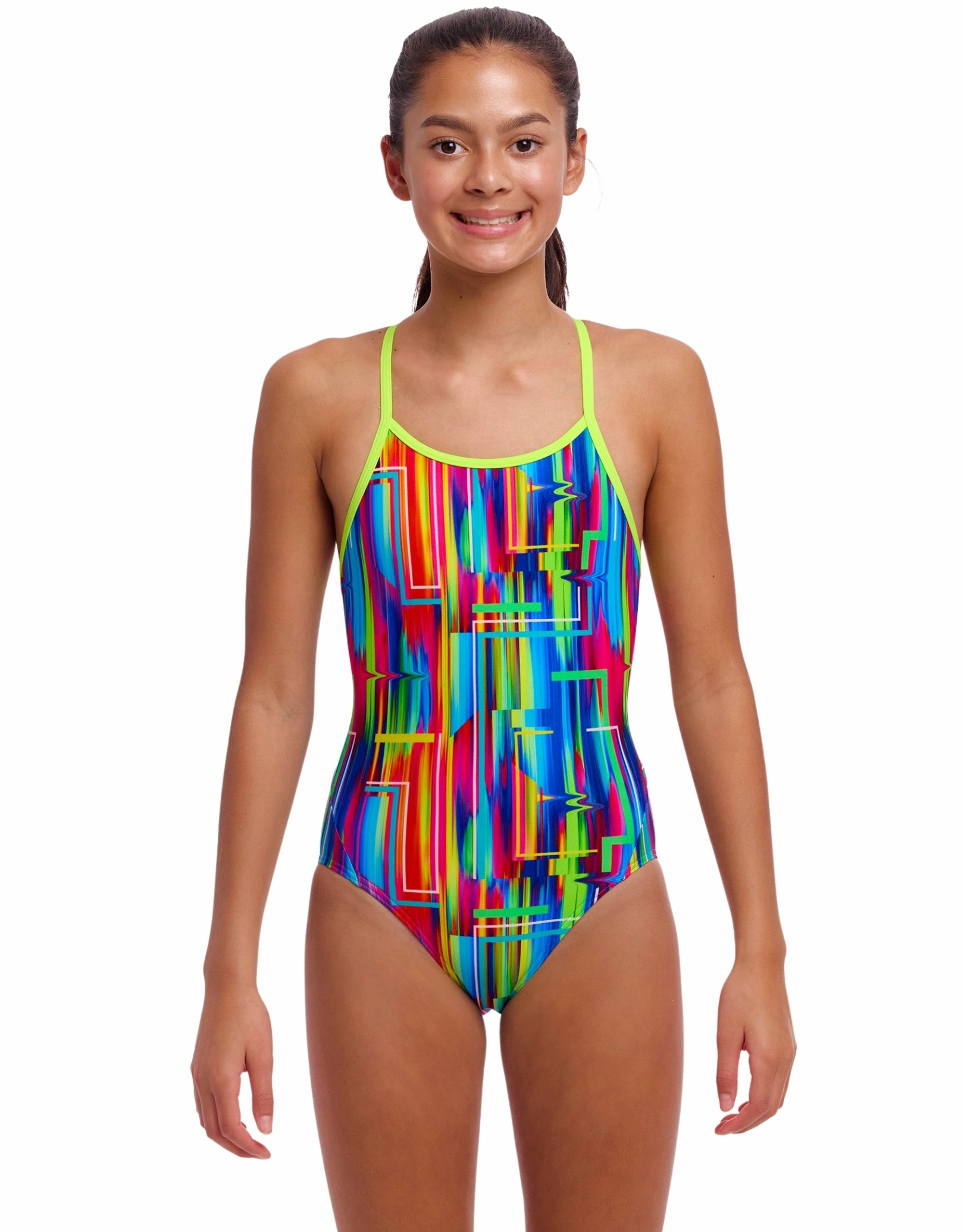 Girls The Glitch Diamond Back Swimsuit - Multi funkita womens swimsuits, funkita colorful swimwear