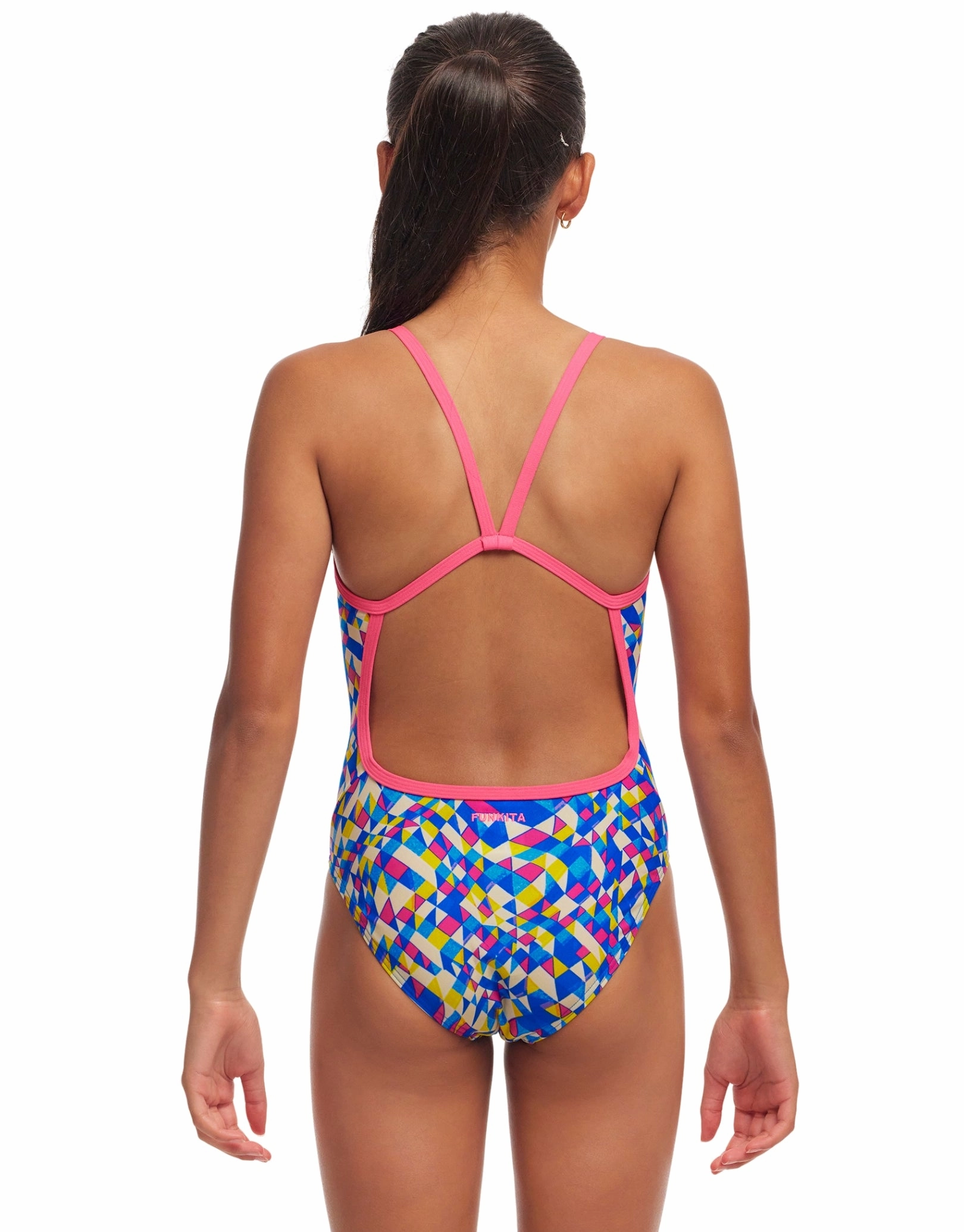 Girls Time Warp Single Strap Swimsuit - Multi