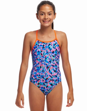 Girls Warp Tour Diamond Back Swimsuit - Multi funkita womens swimsuits, funkita colorful swimwear