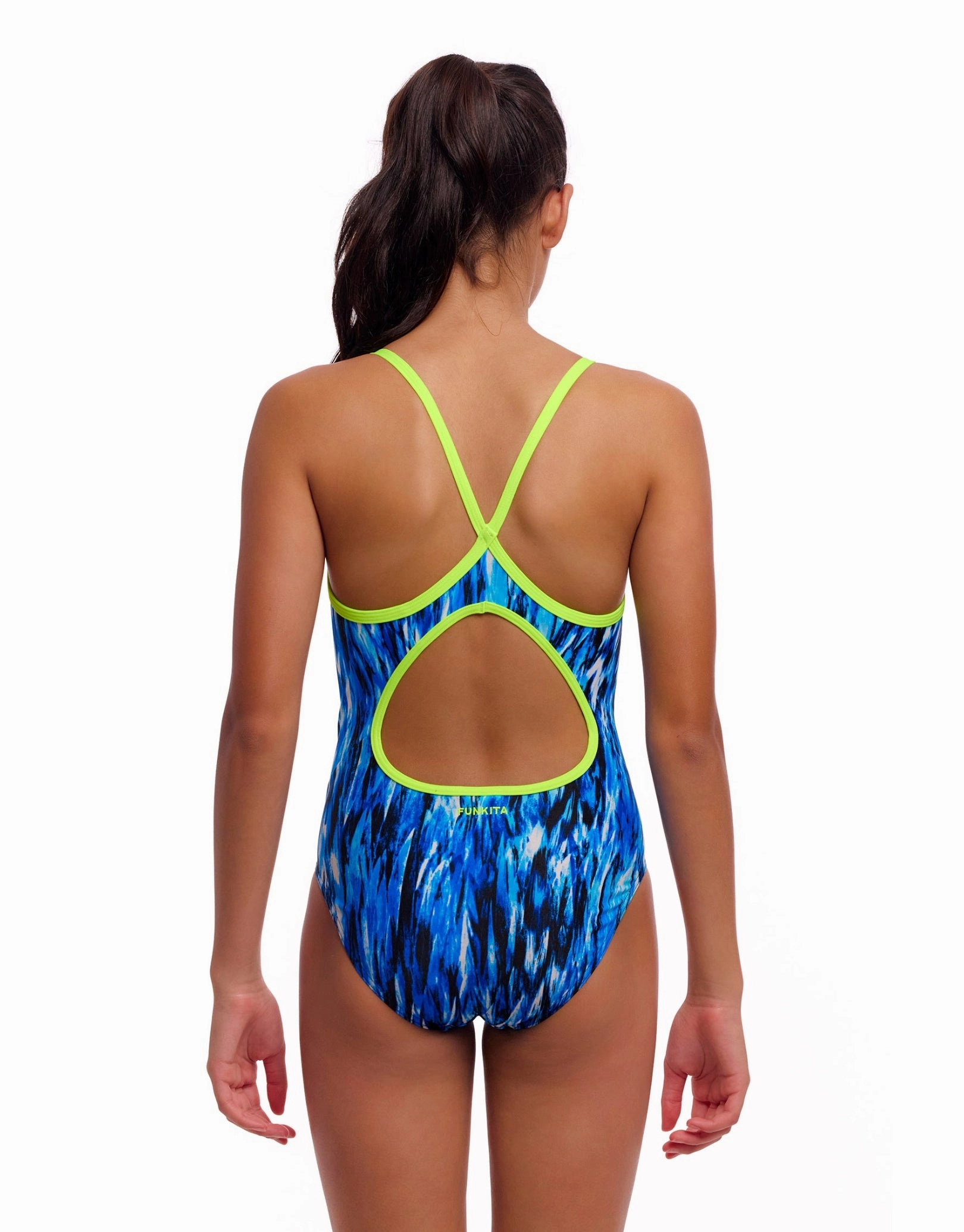 Girls Wing Streak Diamond Back Swimsuit - Blue