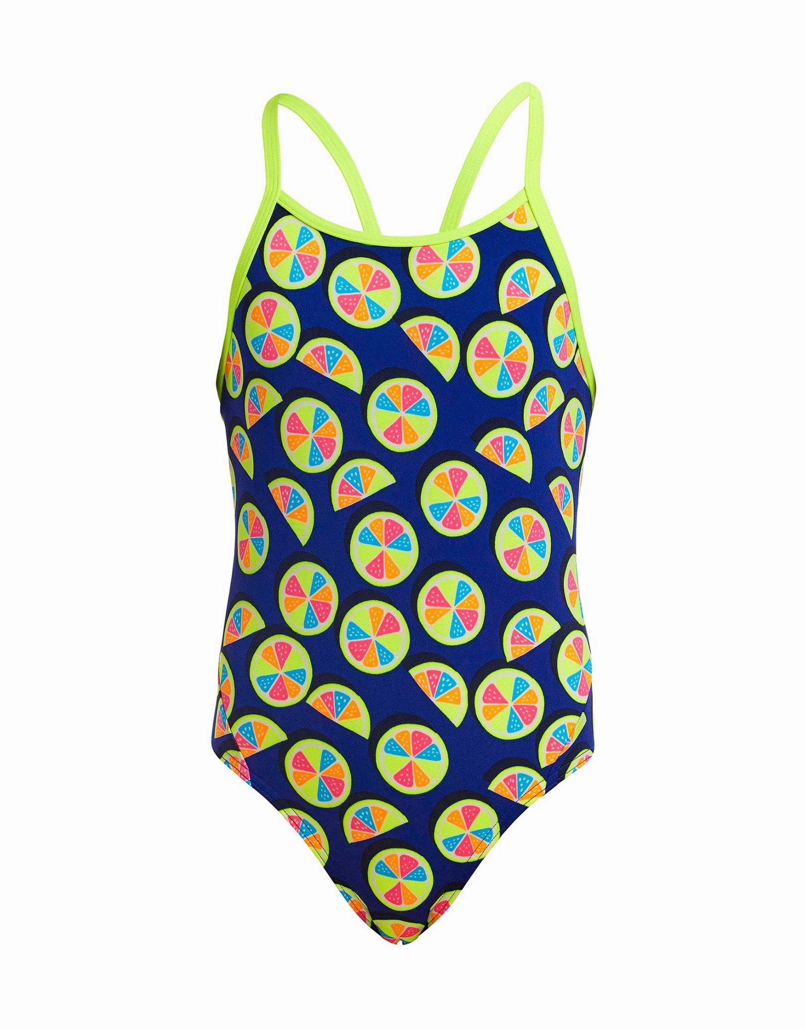 Girls You Lemon Diamond Back Swimsuit - Blue/Yellow