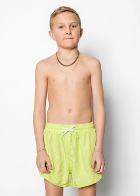 Glow Green | Youth Retro Shorties boys summer swimwear, boys rash guard swim sets